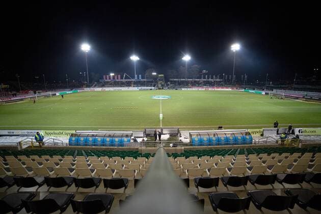 Fußball, Stadiongeschichte Preußen Münster Muenster, Deutschland 01.02.2019: 3. Liga - 2018 2019 - SC Preussen Muenster vs. 1. FC Kaiserslautern Preußenstadion Preussenstadion (Muenster) DFB regulations prohibit any use of photographs as image sequences and or quasi-video. Muenster Nordrhein-Westfalen Deutschland Preussenstadion
