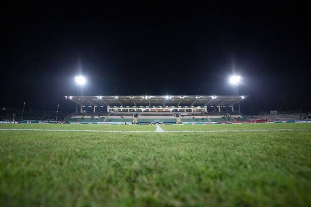 Fußball, Stadiongeschichte Preußen Münster Muenster, Deutschland 01.02.2019: 3. Liga - 2018 2019 - SC Preussen Muenster vs. 1. FC Kaiserslautern Preußenstadion Preussenstadion (Muenster) DFB regulations prohibit any use of photographs as image sequences and or quasi-video. Muenster Nordrhein-Westfalen Deutschland Preussenstadion