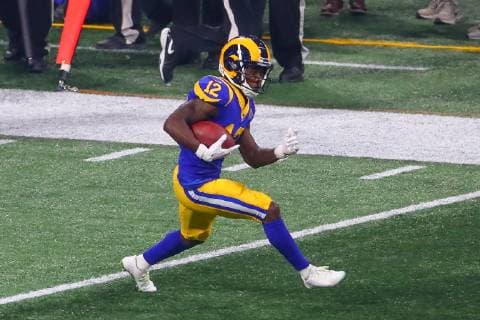 ATLANTA, GA - FEBRUARY 03: Los Angeles Rams wide receiver Brandin Cooks (12) runs after the catch during Super Bowl LIII between the Los Angeles Rams and the New England Patriots on February 3, 2019 at Mercedes Benz Stadium in Atlanta, GA. (Photo by Rich Graessle Icon Sportswire) NFL American Football Herren USA FEB 03 Super Bowl LIII - Rams v Patriots Icon190203524 EDITORIAL USE ONLY