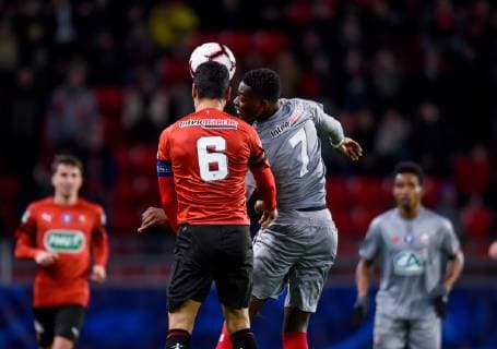 Rafael Alexandre Da Conceicao Leao ( LOSC ) - Benjamin Andre ( Rennes ) FOOTBALL : Stade Rennais vs Lille OSC - Coupe de France - Rennes - 06 02 2019 FedericoPestellini Panoramic 
