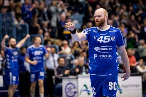 1 Handball-Bundesliga; VfL Gummersbach - Die Eulen Ludwigshafen; 07.02.2019 Alexander Becker ( 45, VfL Gummersbach), 1. Handball-Bundesliga VfL Gummersbach - Die Eulen Ludwigshafen; Gummersbach, Schwalbe arena