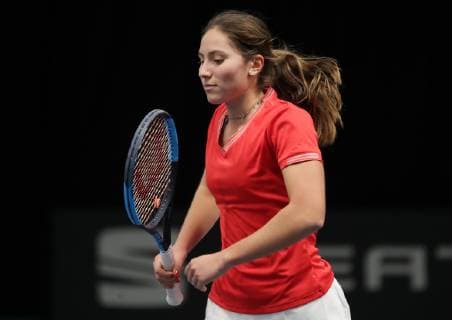 TENNIS - ITF Fed Cup LUXEMBOURG,LUXEMBOURG,09.FEB.19 - Tennis - ITF Fed Cup, Bosnia and Herzegovina vs Portugal. Image shows Francisca Jorge (POR). GEPAxpictures xWalterxLuger