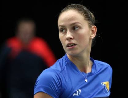TENNIS - ITF Fed Cup LUXEMBOURG,LUXEMBOURG,09.FEB.19 - Tennis - ITF Fed Cup, Bosnia and Herzegovina vs Portugal. Image shows Anita Husaric (BIH). GEPAxpictures xWalterxLuger