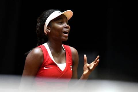 09-02-2019 TENNIS: FEDCUP: NEDERLAND-CANADA: DEN BOSCH Francoise Banda CAN Foto: Sander Chamid xVIxVIxImagesx xSoenarxChamidxsportfotografiexIVx 13571183