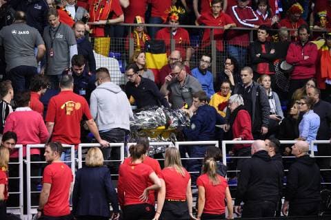 LIEGE, BELGIUM - FEBRUARY 9 : Supporters and Fans - Elise MERTENS (BEL) vs Alize CORNET (FRA) pictured during the World Group First Round Fed Cup Game between Belgium and France on February 09, 2019 in Liege, Belgium, 9 02 2019 ( Photo by Vincent Kalut Photonews TENNIS : France vs Belgique - Fed Cup - 09 02 2019 PHOTONEWS PANORAMIC 