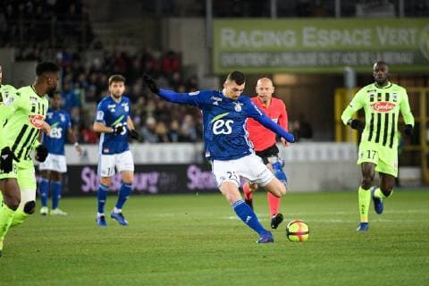 25 LUDOVIC AJORQUE (STRA) FOOTBALL : Strasbourg vs Angers - Ligue 1 Conforama - 09 02 2019 FEP Panoramic 