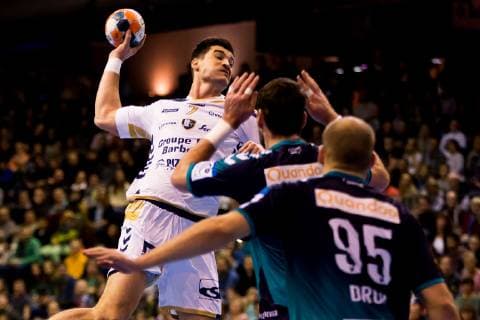 10.02.2019, xfrx, Handball EHF Pokal, Fuechse Berlin - St.Raphael Var emspor, v.l. Alexandru Simicu (St.Raphael Var) (DFL DFB REGULATIONS PROHIBIT ANY USE OF PHOTOGRAPHS as IMAGE SEQUENCES and or QUASI-VIDEO) Berlin
