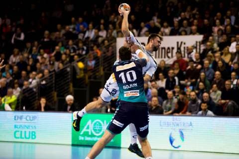 10.02.2019, xfrx, Handball EHF Pokal, Fuechse Berlin - St.Raphael Var emspor, v.l. Vadim Gayduchenko (St.Raphael Var) (DFL DFB REGULATIONS PROHIBIT ANY USE OF PHOTOGRAPHS as IMAGE SEQUENCES and or QUASI-VIDEO) Berlin