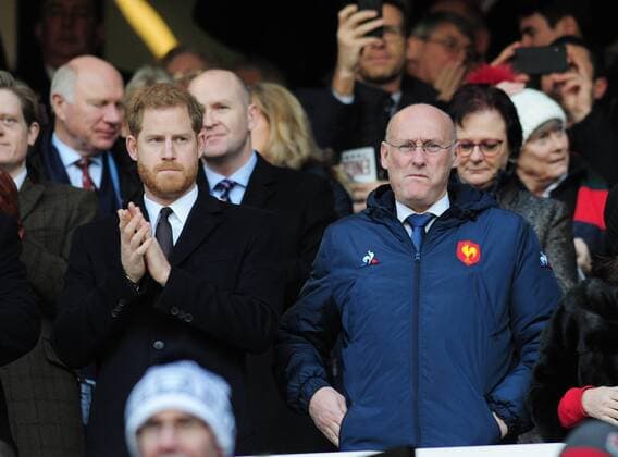 Sport Themen der Woche KW06 Sport Bilder des Tages Rugby Union - 2019 Guinness Six Nations Championship - England vs. France Prince Harry watches from the stand, at Twickenham. COLORSPORT ANDREW COWIE 
