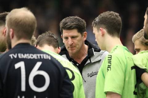 Daniel Kubes (Trainer TV Emsdetten) waehrend einer Asuzeit, TV Emsdetten vs DJK Rimpar Woelfe, Handball, 2. Bundesliga, 10.02.2019, TV Emsdetten vs DJK Rimpar Woelfe, Handball, 2. Bundesliga, 10.02.2019 Emsdetten Copyright: xEIBNER JanxStrohdiekx EP_JSK
