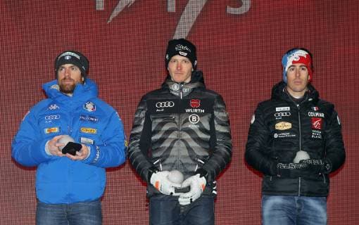 FIS Alpine World Championships 2019 Super Kombination der Herren von links: Riccardo Tonetti (ITA), Linus Strasser (GER), Victor Muffat-Jeandet (FRA) Are Schweden WM Strecke