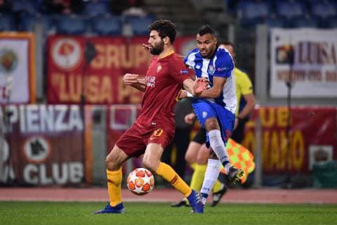 Photo Alfredo Falcone - LaPresse12 02 2019 Roma (Italy SoccerRoma - PortoUefa Champions League 2018 2019 - Olimpico Stadium of RomaIn the pic:fernando and fazio  Copyright: xAlfredoxFalcone LaPresse ALFREDOx