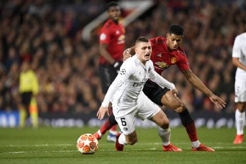 06 MARCO VERRATTI (PSG) - 10 MARCUS RASHFORD (MAN) FOOTBALL : Manchester United ManU vs Paris SG - Ligue des Champions - 12 02 2019 AnthonyBIBARD FEP Panoramic 