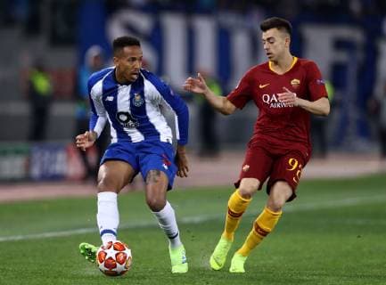 February 12, 2019 - Rome, Italy - Eder Militao of Porto and Stephan El Shaarawy of Roma during the UEFA Champions League round of 16, first leg football match AS Roma and FC Porto on February 12, 2019 at the Olympic stadium in Rome, Italy. AS Roma v FC Porto - UEFA Champions League Round of 16: First Leg  - ZUMAn230 20190212_zaa_n230_470 Copyright: xMatteoxCiambellix