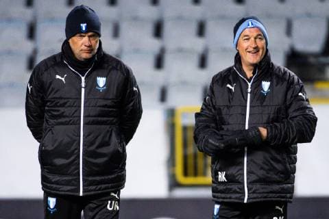 190213 Uwe Rösler, head coach and Rob Kelly, assistant coach during a training session ahead of the Europa League match between Malmö FF and Chelsea on February 13, 2019 in Malmö. Photo: Ludvig Thunman BILDBYRN kod LT 35599 Copyright: LUDVIGxTHUNMAN BB190213LT066