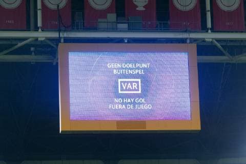 VAR screen, no goal during the UEFA Champions League round of 16 match Ajax Amsterdam and Real Madrid at the Johan Cruijff Arena on February 13, 2019 in Amsterdam, The Netherlands UEFA Champions League 2018 2019 xVIxVIxImagesx xTomxBodexMultimediaxIVx 13619916