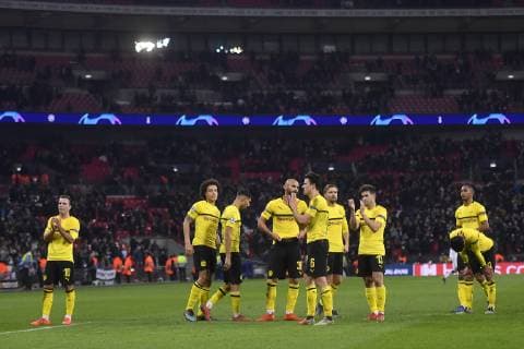 UEFA Champions League, Tottenham Hotspur HC and Borussia Dortmund Players of Borussia Dortmund reacts during the UEFA Champions League, Round 16, 1st leg, soccer match between Tottenham Hotspur HC and Borussia Dortmund in London, England, 13 february 2019 Copyright: xAlexxNicodimx