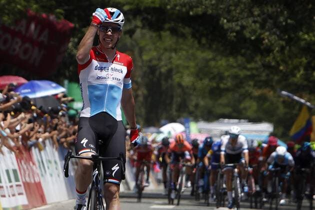 Sport Themen der Woche KW07 Sport Bilder des Tages Luxembourgian cyclist Bob Jungels, of Deceuninck-Quick-Step, jubilates the victory in the fourth stage of the Tour Colombia, in Medellin, Colombia, 15 February 2019. Jungels wins fourth stage of the Tour Colombia !ACHTUNG: NUR REDAKTIONELLE NUTZUNG!  Copyright: xLuisxEduardoxNoriegaxA.x AME4023 20190215-636858573400003476