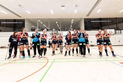 Herrenberg Siegesjubel nach Spielende, VfL Waiblingen Tigers vs. SG H2Ku Herrenberg Kuties , Handball, 2.Bundesliga, Frauen, HBF, Saison 18 19, 15.02.2019, VfL Waiblingen Tigers vs. SG H2Ku Herrenberg Kuties , Handball, 2.Bundesliga, Frauen, HBF, Saison 18 19, 15.02.2019 Waiblingen Copyright: xEIBNER WolfgangxFrankx EP_WFK