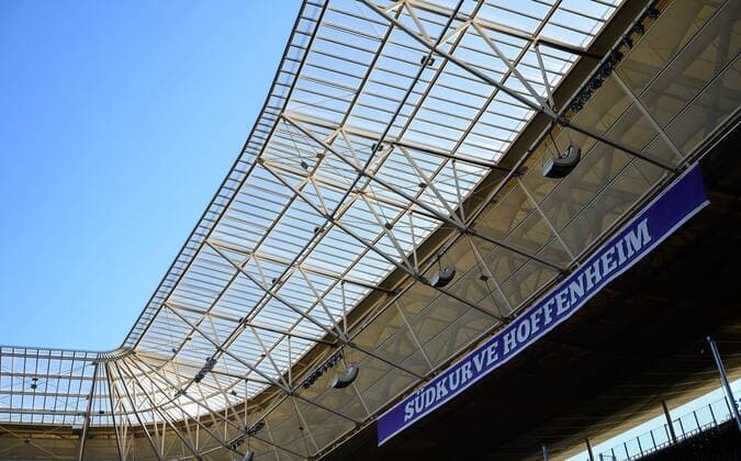 16.02.2019, xfux, Fussball 1.Bundesliga, TSG 1899 Hoffenheim - Hannover 96, emspor, v.l. Ansicht Uebersicht PreZero Arena Wirsol Rhein Neckar Arena Innenraum Rasen Feld Ecke Eckfahne Tribuene Linie Tribuene (DFL DFB REGULATIONS PROHIBIT ANY USE OF PHOTOGRAPHS as IMAGE SEQUENCES and or QUASI-VIDEO) Sinsheim