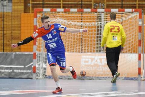 Oddur Gretarsson (HBW Balingen-Weilstetten) jubelt, HBW Balingen-Weilstetten vs. ASV Hamm-Westfalen, 2. Handball Bundesliga, 22. Spieltag, 16.02.2019, HBW Balingen-Weilstetten vs. ASV Hamm-Westfalen, 2. Handball Bundesliga, 22. Spieltag, 16.02.2019 Balingen Copyright: xEIBNER Florian_Schustx EP_SCHUST