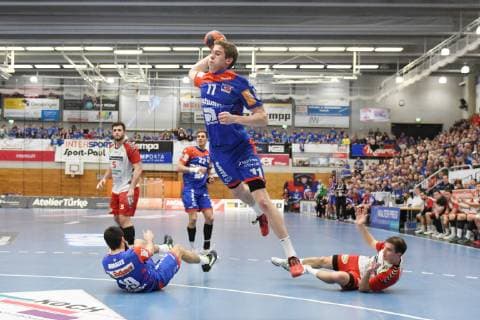 Tim Nothdurft (HBW Balingen-Weilstetten) bei einem Angriff, HBW Balingen-Weilstetten vs. ASV Hamm-Westfalen, 2. Handball Bundesliga, 22. Spieltag, 16.02.2019, HBW Balingen-Weilstetten vs. ASV Hamm-Westfalen, 2. Handball Bundesliga, 22. Spieltag, 16.02.2019 Balingen Copyright: xEIBNER Florian_Schustx EP_SCHUST
