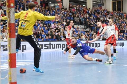 Marcel Niemeyer (HBW Balingen-Weilstetten) bei einem Angriff, HBW Balingen-Weilstetten vs. ASV Hamm-Westfalen, 2. Handball Bundesliga, 22. Spieltag, 16.02.2019, HBW Balingen-Weilstetten vs. ASV Hamm-Westfalen, 2. Handball Bundesliga, 22. Spieltag, 16.02.2019 Balingen Copyright: xEIBNER Florian_Schustx EP_SCHUST