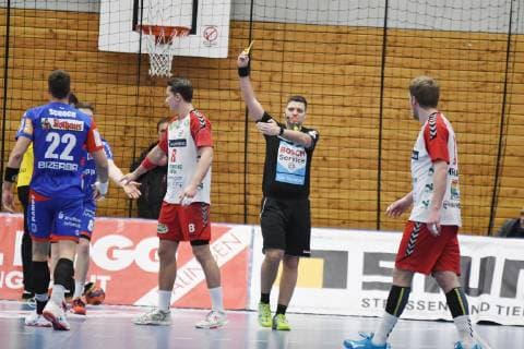 Gelbe Karte fuer Mex Raguse (ASV Hamm-Westfalen), HBW Balingen-Weilstetten vs. ASV Hamm-Westfalen, 2. Handball Bundesliga, 22. Spieltag, 16.02.2019, HBW Balingen-Weilstetten vs. ASV Hamm-Westfalen, 2. Handball Bundesliga, 22. Spieltag, 16.02.2019 Balingen Copyright: xEIBNER Florian_Schustx EP_SCHUST