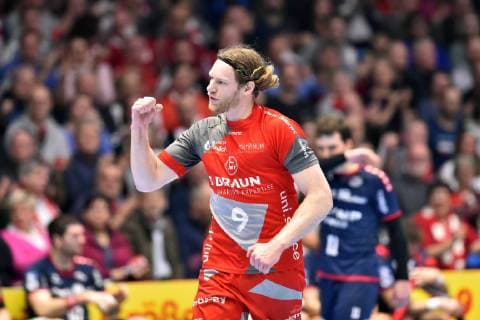 Jubel bei Tobias Reichmann (MT Melsungen) , GER, MT Melsungen - SG BBM Bietigheim, Handball, 1. Bundesliga Maenner, 17.02.2019, GER, MT Melsungen - SG BBM Bietigheim, Handball, 1. Liga Maenner, 17.02.2019 Kassel Copyright: xEIBNER RolandxSippelx EP_RSL