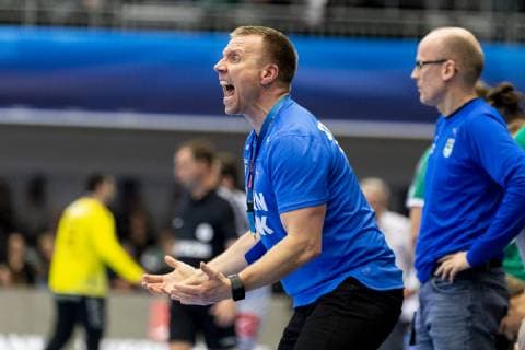 Handball, CL, Skjern Haandbold - HBC Nantes Assistenttraener for Skjern Haandbold, Henrik Kronborg, under Champions League gruppekampen i herrehaandbold mellem Skjern Haandbold og HBC Nantes i Skjern Bank Arena i Skjern, soendag den 17. februar 2019. , Skjern Copyright: MadsxDalegaardx cop106 spdk20190217-185347-L