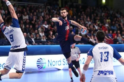 Handball, CL, Paris St. Germain - HC Zagreb Nedim Remili (Paris) HANDBALL : VELUX EHF Champions League - 12eme journee - Paris Saint-Germain Handball vs HC PPD Zagreb - 17 02 2019 KevinDomas Panoramic 