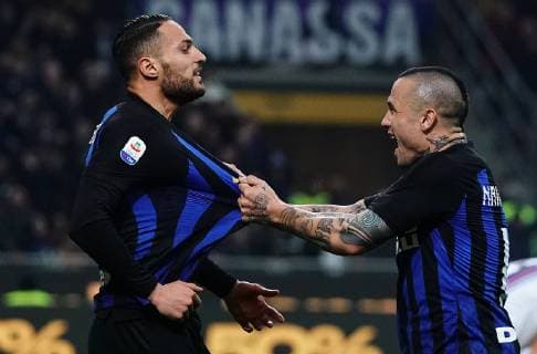 Photo Spada LaPresse February 17 , 2019 Milan ( Italy ) soccer Inter vs Sampdoria - Italian Football Championship League A TIM 2018 2019 - San Siro Stadium In the pic: celebrates after scoring d ambrosio 1-0 , nainggolan  Copyright: xSpada LaPressex