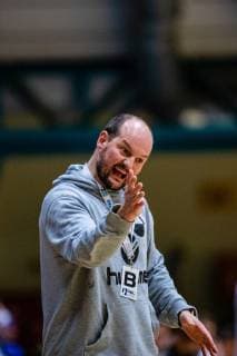 Handball - 2. Bundesliga (Herren), Saison 2018-2019, Dessau-Rosslauer HV 06 - VfL Lübeck-Schwartau Trainer Torge Greve (VfL Lübeck-Schwartau) waehrend der Saison 2018-2019 in der Handball 2. Bundesliga (Herren) zwischen Dessau-Rosslauer HV 06 und VfL Lübeck-Schwartau in der Anhalt Arena am 17. February 2019 in Bauhausstadt Dessau, Sachsen Anhalt (Saxony Anhalt), Deutschland (Germany)