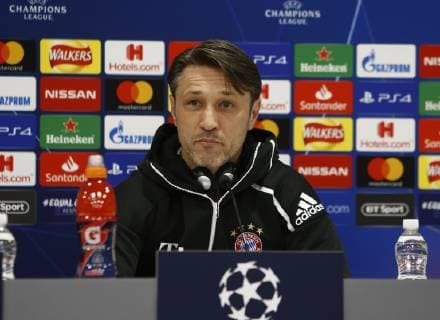 18th February 2019, Anfield, Liverpool, England; UEFA Champions League, pre match press conference PK Pressekonferenz ahead of Liverpool versus Bayern Munich; Bayern Munich manager Niko Kovac speaking to the media during today s press conference at Anfield ahead of tomorrow s Champions League round of 16 first leg match against Liverpool  ActionPlus12106541 AlanxMartin