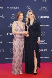 Henrieta Farkasova, slowakische behinderte Skiläuferin, Preisträgeren Award winner Sportsperson of the Year with a Disability, Roter Teppich, Preisverleihung Laureus World Sports Awards 2019 im Sporting, Fürstentum Monaco, Cote d Azur