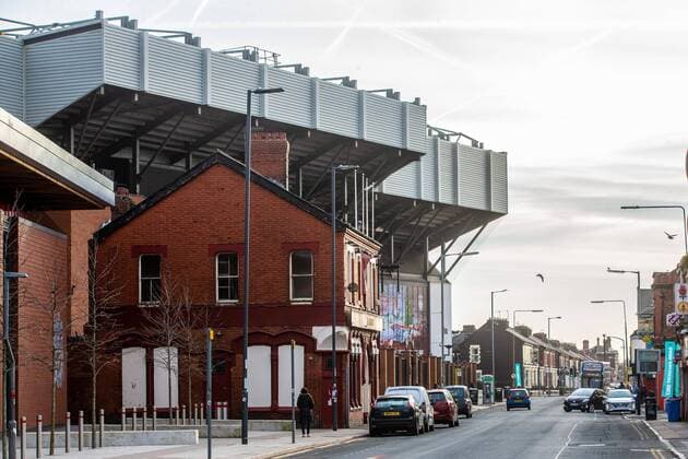 general view of Anfield stadium with the Albert during the UEFA Champions League round of 16 match between Liverpool FC and Bayern Munich at Anfield on February 19, 2019 in Liverpool, United Kingdom UEFA Champions League 2018 2019 xVIxVIxImagesx xTomxBodexMultimediaxIVx 13676760