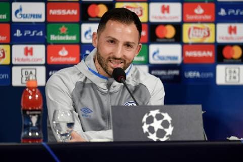 Sport Bilder des Tages 19.02.2019, Fussball, Saison 2018 2019, Champions League, Achtelfinale - Pressekonferenz und Abschlusstraining FC Schalke 04 Cheftrainer Domenico TEDESCO (FC Schalke 04) Gelsenkirchen Veltins Arena NRW Deutschland