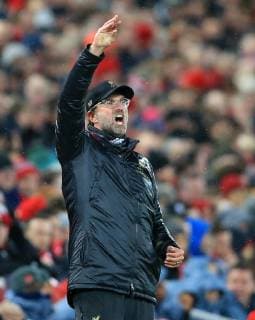 19th February 2019, Anfield, Liverpool, England; UEFA Champions League round of 16, Liverpool versus Bayern Munich; Liverpool manager Jurgen Klopp reacts on the touchline  ActionPlus12106789 DavidxBlunsden
