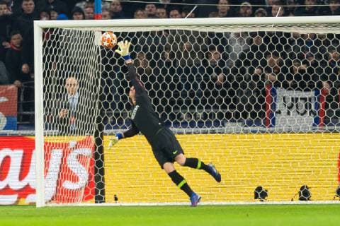 Lyon, Frankreich, 19.02.2019, UEFA Champions League - 2018 19 Season, Viertelfinale, Olympique Lyon - FC Barcelona Barca Torwart Marc-Andre ter Stegen (FCB) in aktion ( DeFodi053