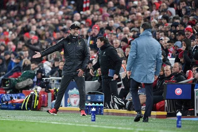 FUSSBALL CHAMPIONS LEAGUE SAISON 2018 2019 ACHTELFINAL HINSPIEL FC Liverpool - FC Bayern Muenchen 19.02.2019 Trainer Juergen Klopp (li, FC Liverpool) und Trainer Niko Kovac (re, FC Bayern Muenchen)