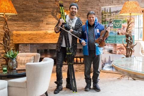 NORDIC SKIING - FIS Nordic World Ski Championships Seefeld 2019 SEEFELD,AUSTRIA,20.FEB.19 - NORDIC SKIING - FIS Nordic World Ski Championships Seefeld 2019, side event, photocell Garrett Schroecksnadel. Image shows violinist David Garrett and president Peter Schroecksnadel (OESV). GEPAxpictures xDanielxGoetzhaber