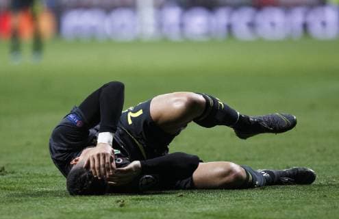 Cristiano Ronaldo of Juventus injured during the UEFA Champions League 2018 19 Round of 16 First Leg match between Atletico de Madrid and Juventus, at Wanda Metropolitano Stadium in Madrid on January 20, 2019. (Photo by Guille M. Cordon Press) Cordon Press