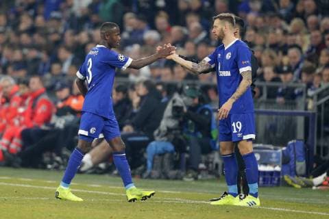 v.l. Hamza Mendyl (Schalke) wird ausgewechselt, fuer ihn kommt Guido Burgstaller (Schalke) beim Spiel FC Schalke 04 vs. Manchester City, Fussball, Champions League, Achtelfinale, 20.02.2019 FC Schalke 04 vs. Manchester City, Fussball, Champions League, Achtelfinale, 20.02.2019 Gelsenkirchen Copyright: xEIBNER MarioxHommesx EP_MHS