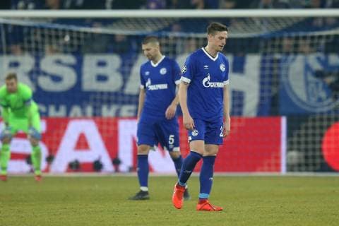 20.02.2019, Fussball, Saison 2018 2019, Champions League, Achtelfinale - FC Schalke 04 - Manchester City v. l. Matija NASTASIC (FC Schalke 04), Bastian Oczipka (FC Schalke 04) Gelsenkirchen Veltins Arena Deutschland