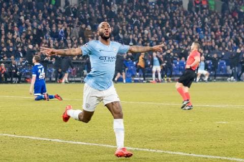 Raheem Sterling of Manchester City during the UEFA Champions League round of 16 match between Schalke 04 and Manchester City at Arena Auf Schalke on February 20, 2019 in Gelsenkirchen, Germany UEFA Champions League 2018 2019 xVIxVIxImagesx xGerritxvanxKeulenxIVx 13690137
