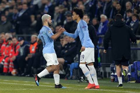 v.l. Sergio Agueero (Manchester) wird ausgewechselt, fuer ihn kommt Leroy Sane (Manchester) beim Spiel FC Schalke 04 vs. Manchester City, Fussball, Champions League, Achtelfinale, 20.02.2019 FC Schalke 04 vs. Manchester City, Fussball, Champions League, Achtelfinale, 20.02.2019 Gelsenkirchen Copyright: xEIBNER MarioxHommesx EP_MHS