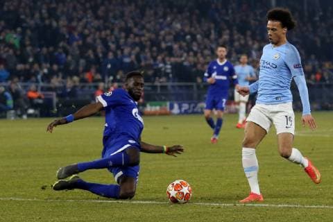 Salif Sane (FC Schalke 04) und Leroy Sane (Manchester City) beim Champions League Achtelfinal Hinspiel (Saison 2018 19) FC Schalke 04 - Manchester City. Copyright: Thomas Pakusch