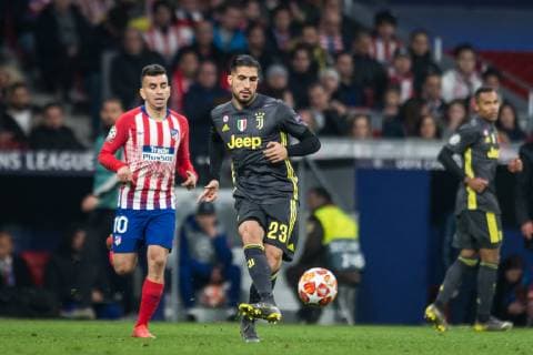 Madrid, Spain, 20.02.2019, UEFA Champions League - 2018 19 Season, Achtelfinale, Atletico Madrid - Juventus Turin, Angel Correa (Atletico de Madrid) and Emre Can (Juventus) battle for the ball ( DeFodi531