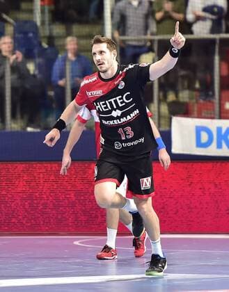 21.02.2019 - Handball - 1. Bundesliga DKB HBL - Saison 2018 2019 - 22. Spieltag: HC Erlangen Metropolregion Nürnberg HCE - Bergischer HC - OGo - Michael Haaß Haass (13, HC Erlangen HCE ) Jubel Freude