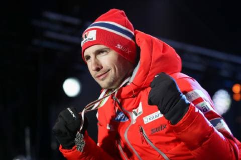 NORDIC SKIING - FIS Nordic World Ski Championships Seefeld 2019 SEEFELD,AUSTRIA,22.FEB.19 - NORDIC SKIING, NORDIC COMBINED - FIS Nordic World Ski Championships, medal plaza, award ceremony, 10km Gundersen, large hill. Image shows Jan Schmid (NOR). Keywords: medal. GEPAxpictures xChristianxWalgram